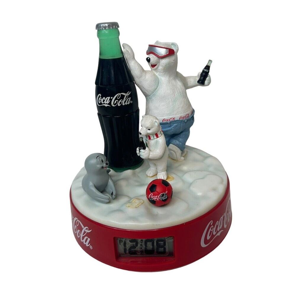 Vtg Coca Cola Bottle 1999 Polar Bear & Seal Battery Operated Digital Alarm Clock